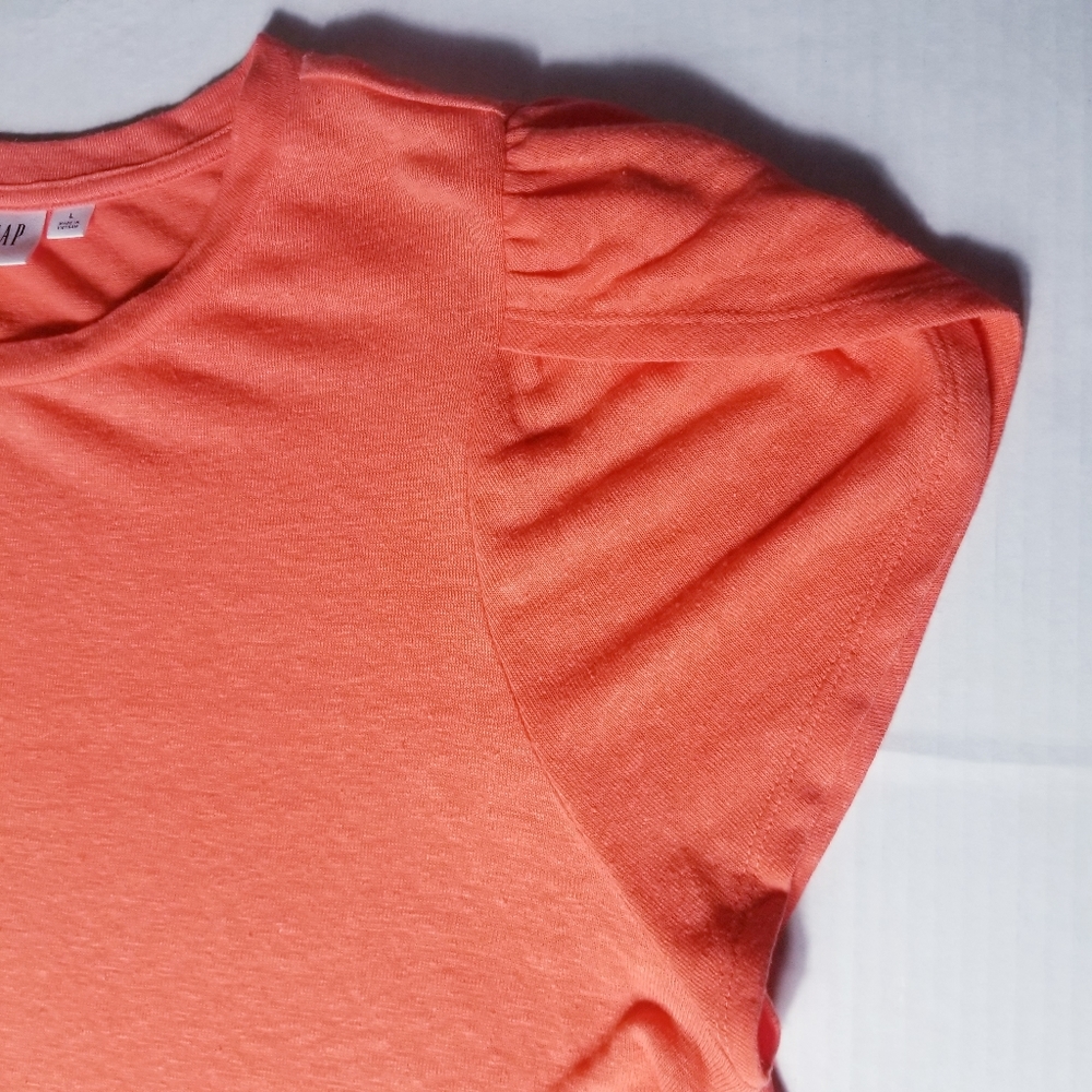 GAP WOMEN'S SHORT SLEEVE ORANGE BLOUSE SIZE LARGE - Picture 8 of 11